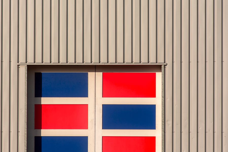 Industrial warehouse interior with dock door