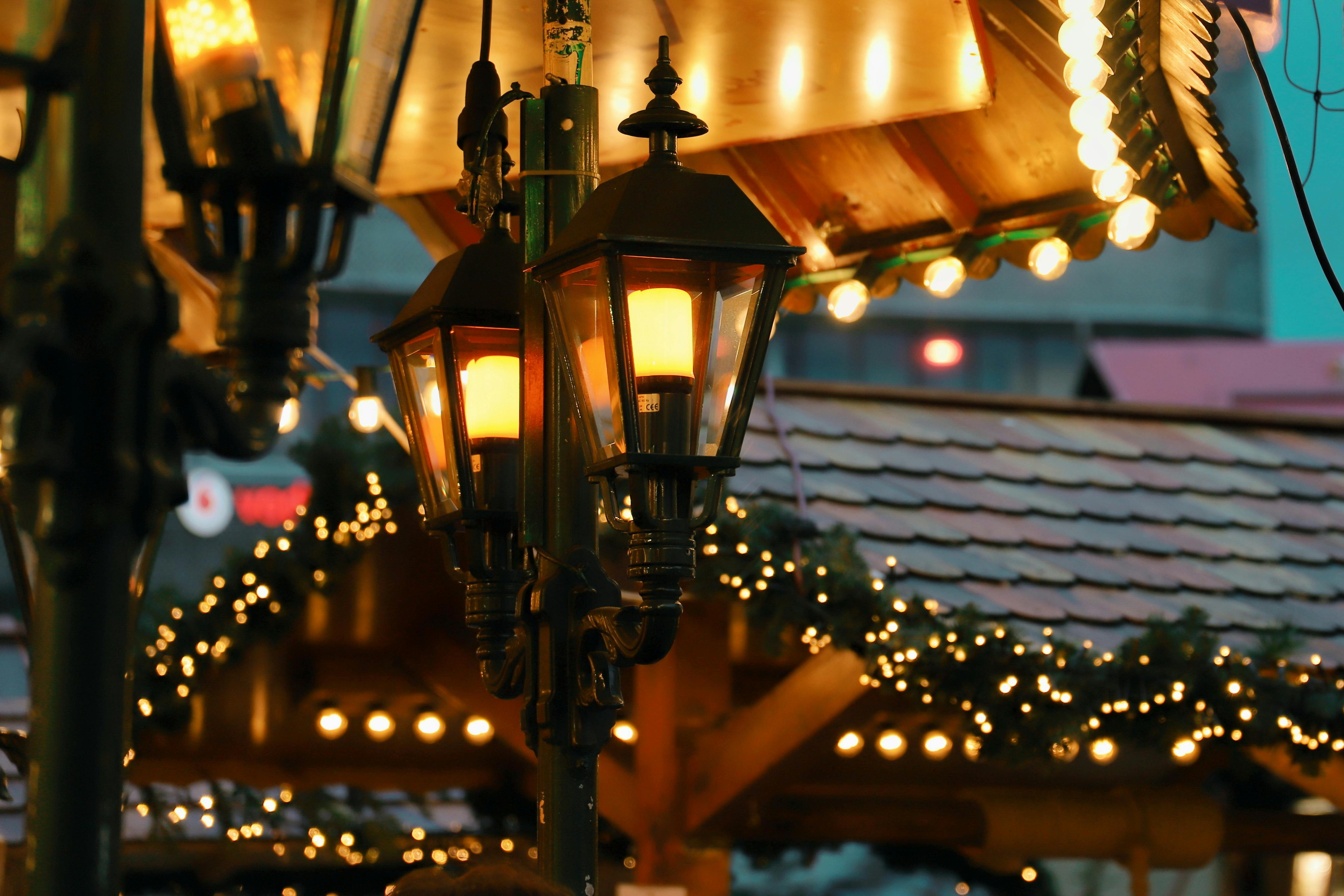 festive street lanterns at kassel christmas market