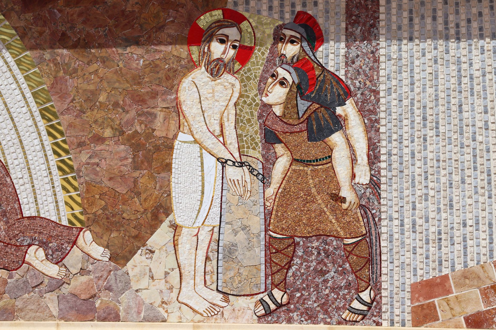 Beautiful mosaic art illustrating a significant biblical event, rich in color and detail.