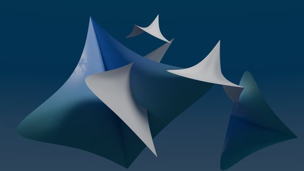 Dynamic 3D abstract shapes against a deep blue backdrop — photo by Steve A Johnson on Pexels