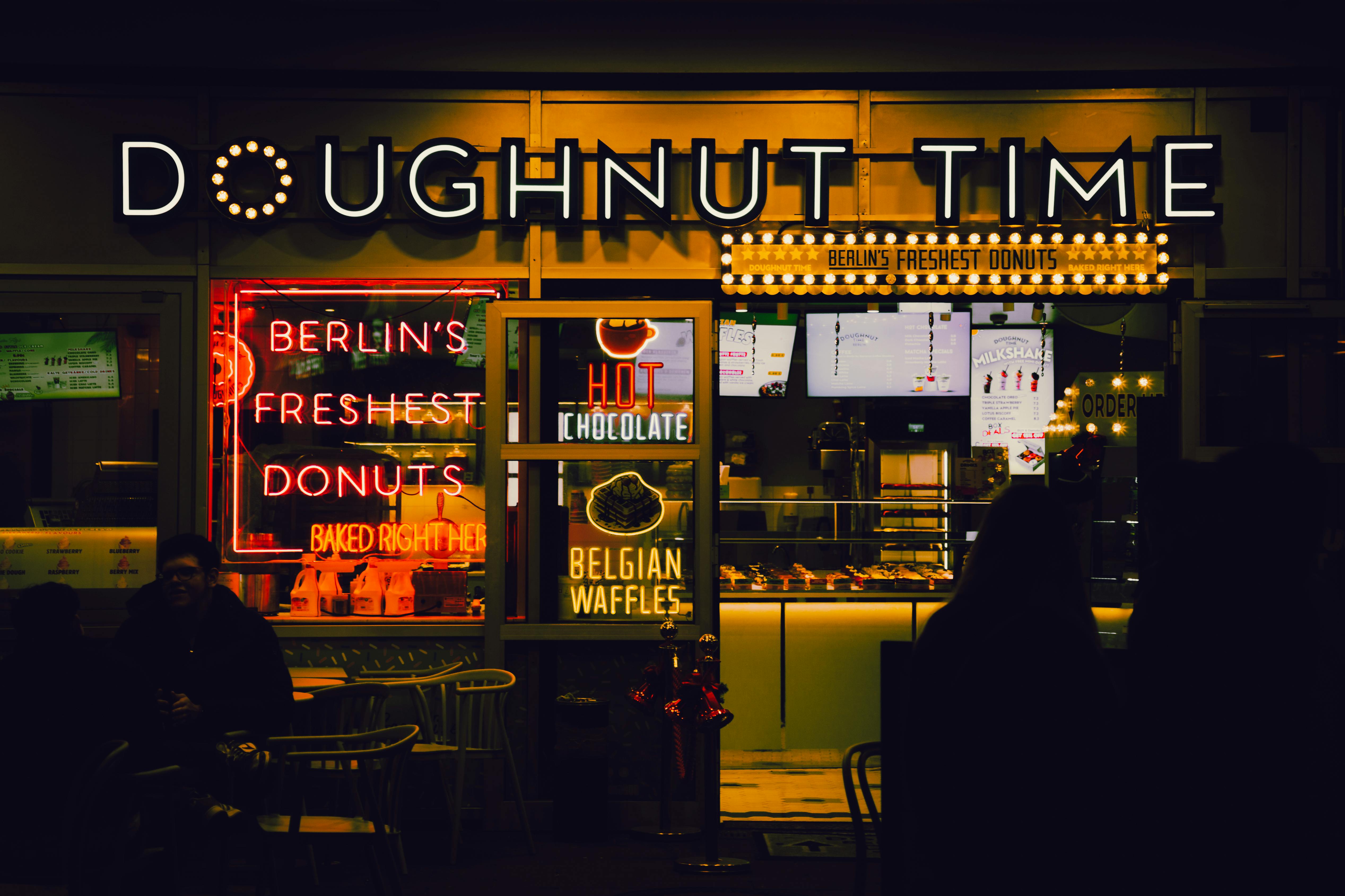 cozy night at doughnut shop in berlin