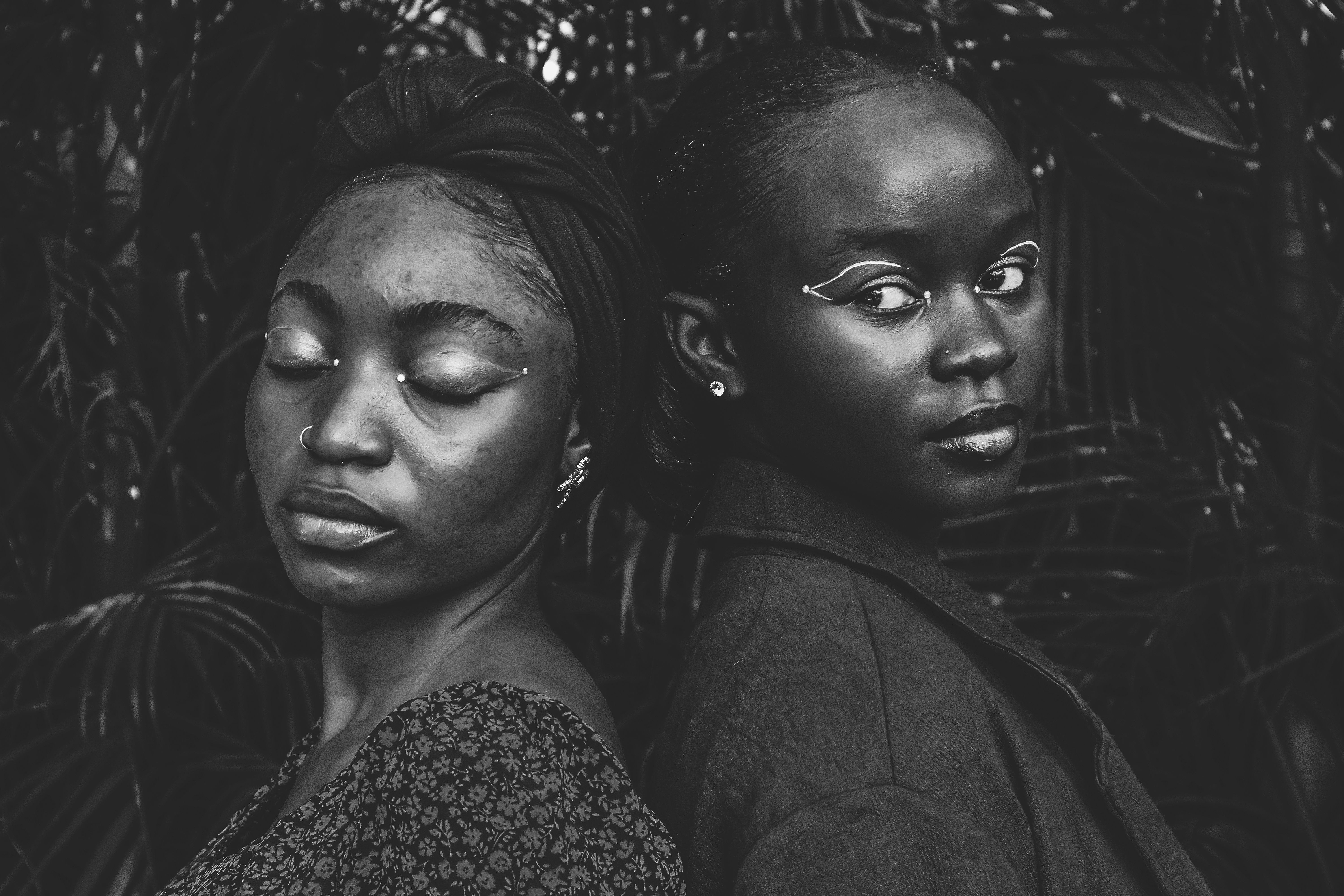Elegant Black and White Portrait of Two Women · Free Stock Photo