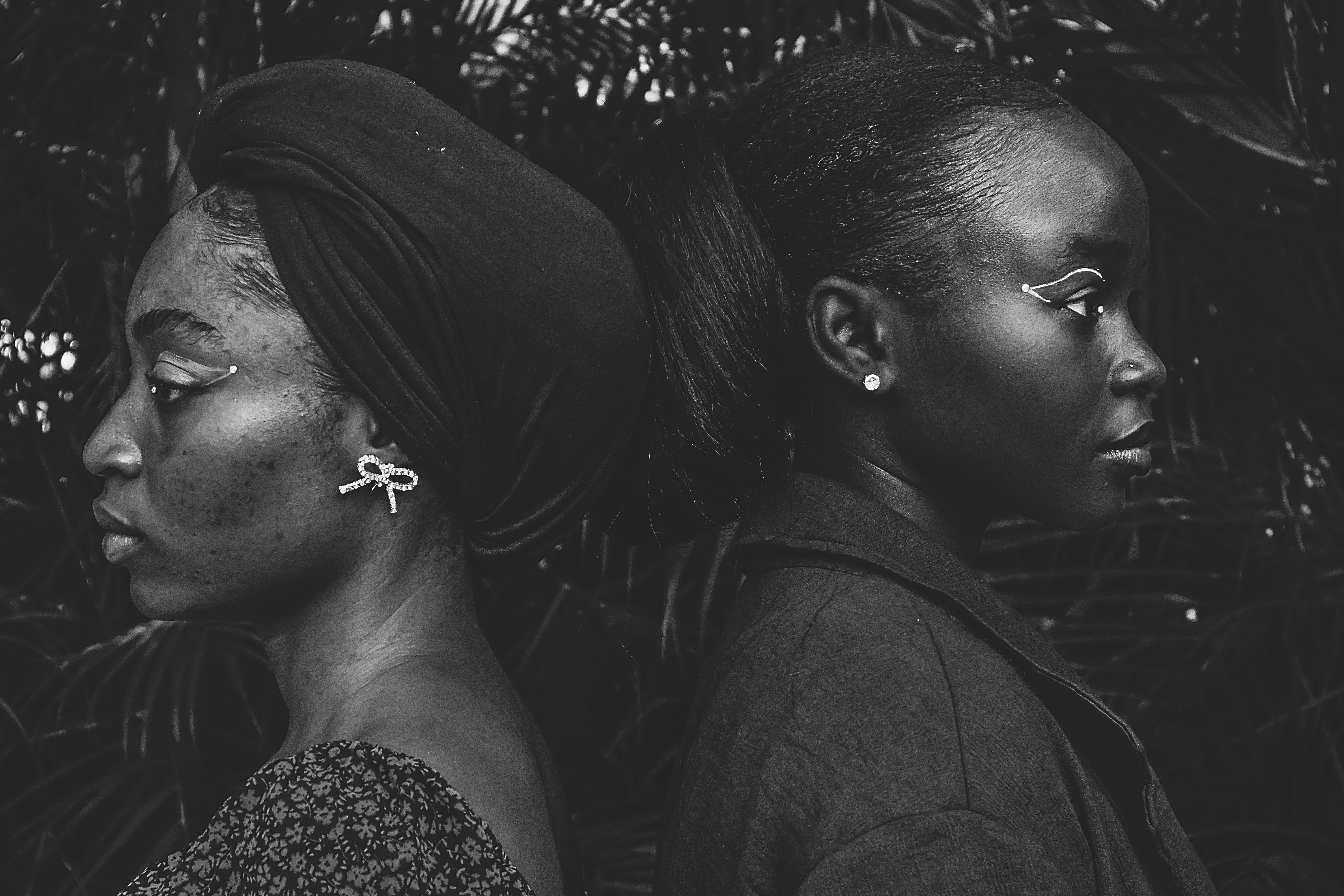 Artistic Portrait of Two Women in Black and White · Free Stock Photo