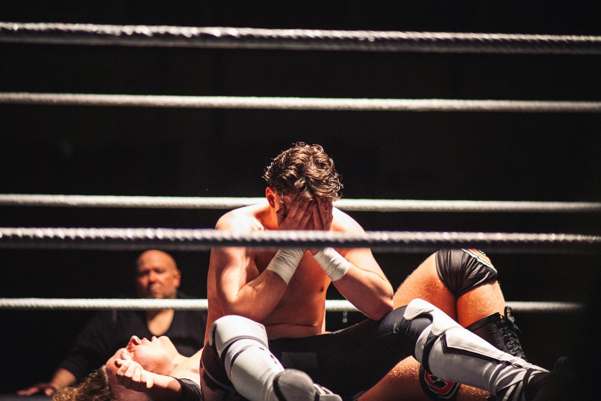 Intense wrestling scene showcasing the emotion and athleticism of the sport.