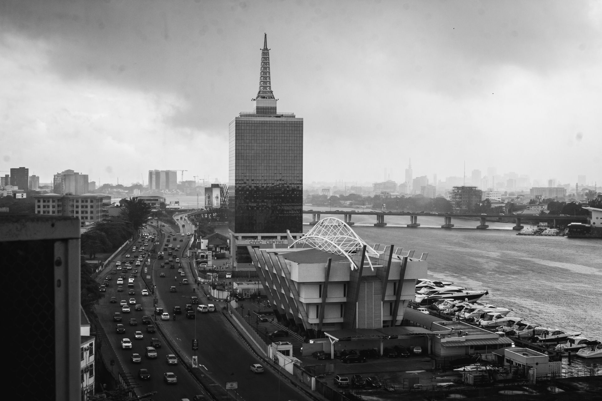Horizonte de Lagos en Nigeria, ciudad y edificios