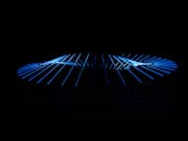 Abstract Blue Light Installation in Darkness