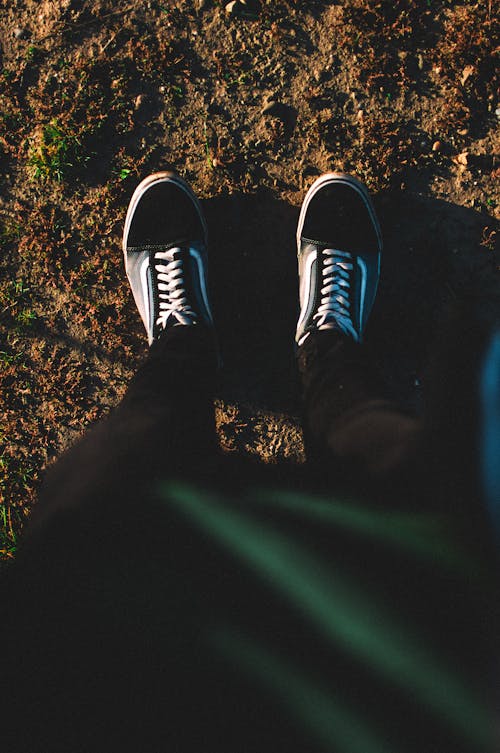 Free Person Standing on Soil Ground Stock Photo