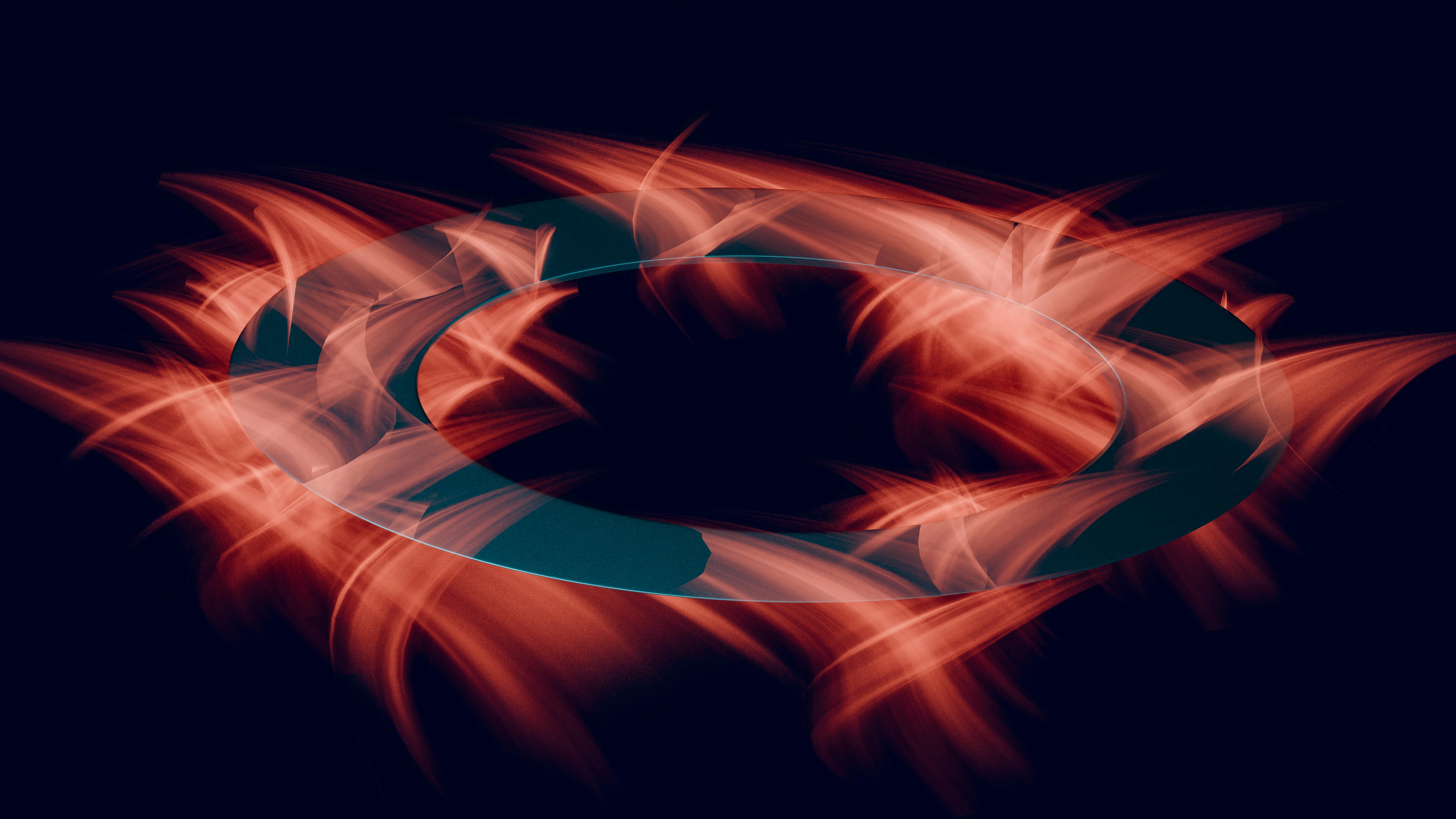 Kostnadsfria En levande digital abstrakt med en glödande brinnande ring med dynamiska energiutbrott. Stock foto