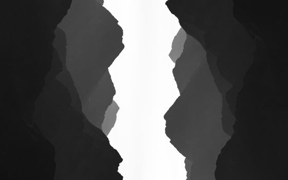 Artistic black and white depiction of abstract mountain layers with a conceptual twist.