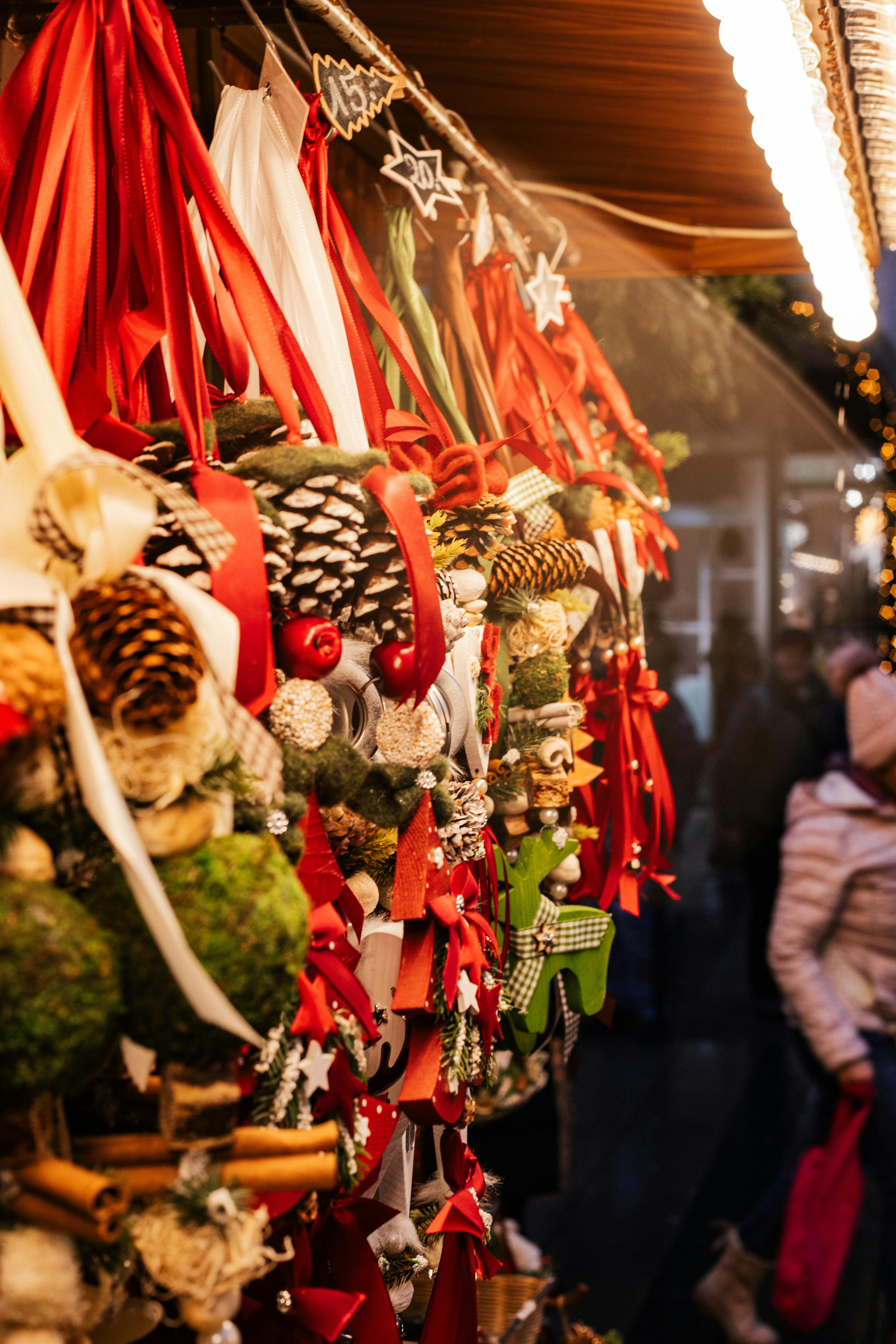 colorful christmas decorations at munich market