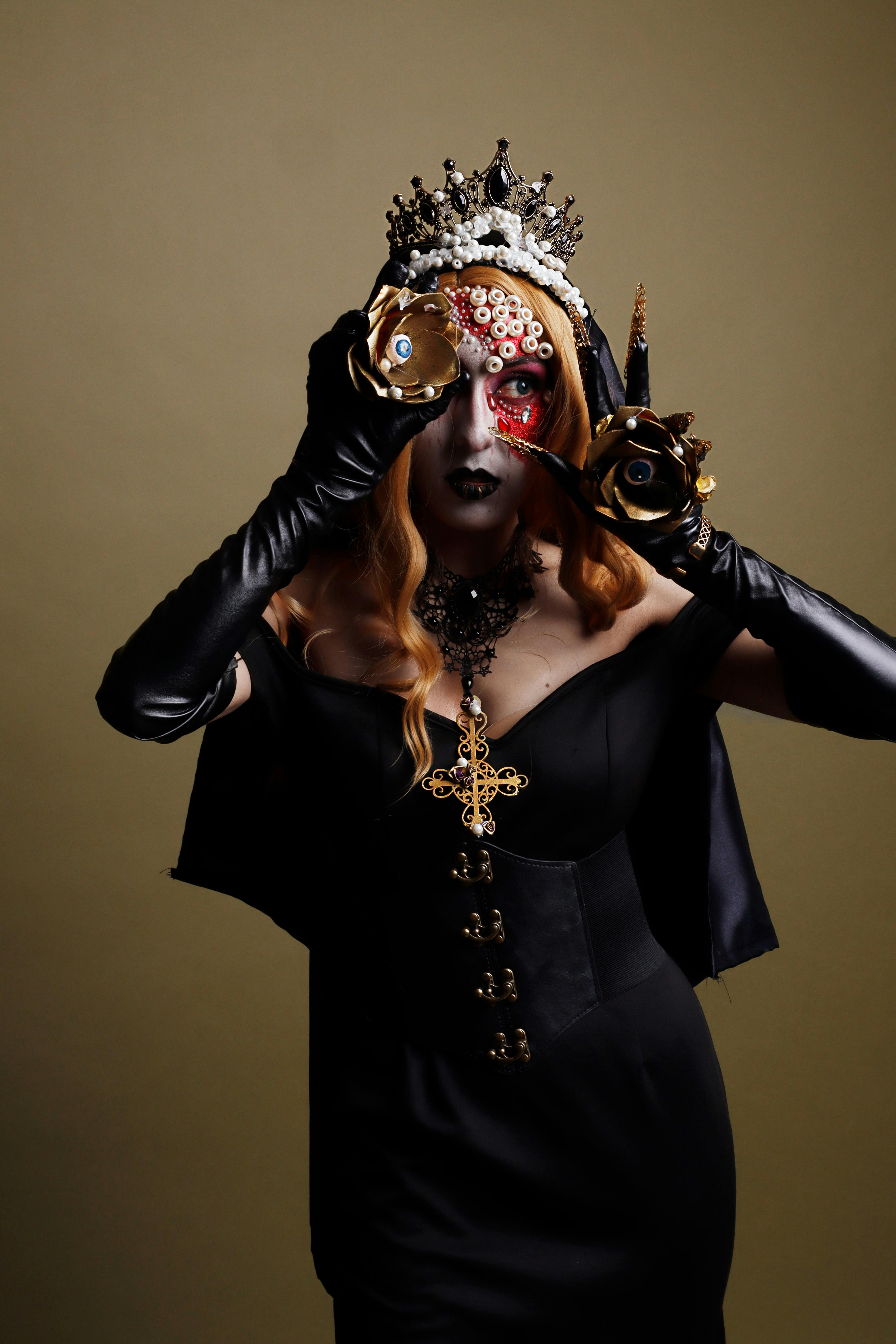 enigmatic gothic queen with ornate crown