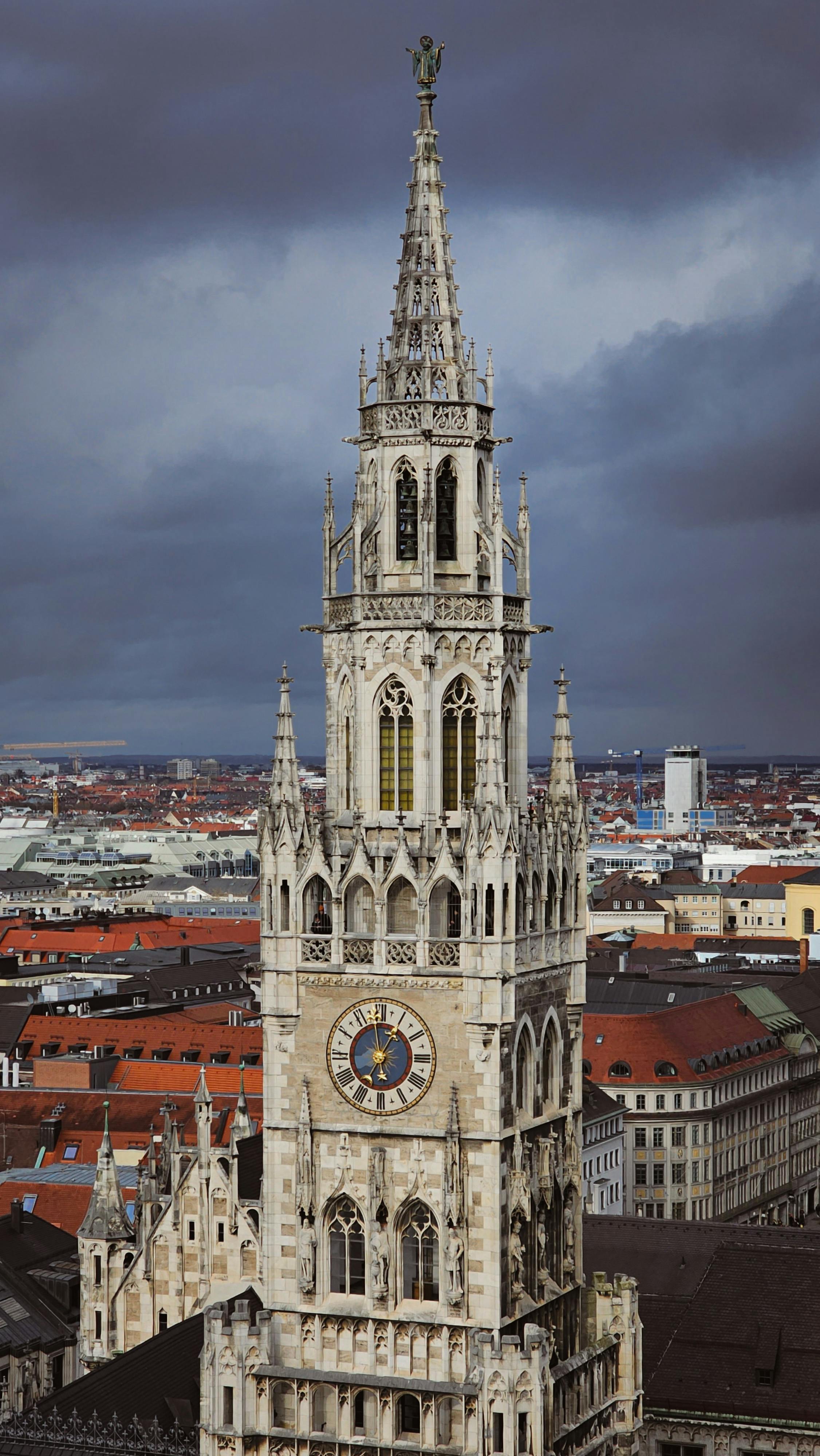 majestic new town hall tower in munich