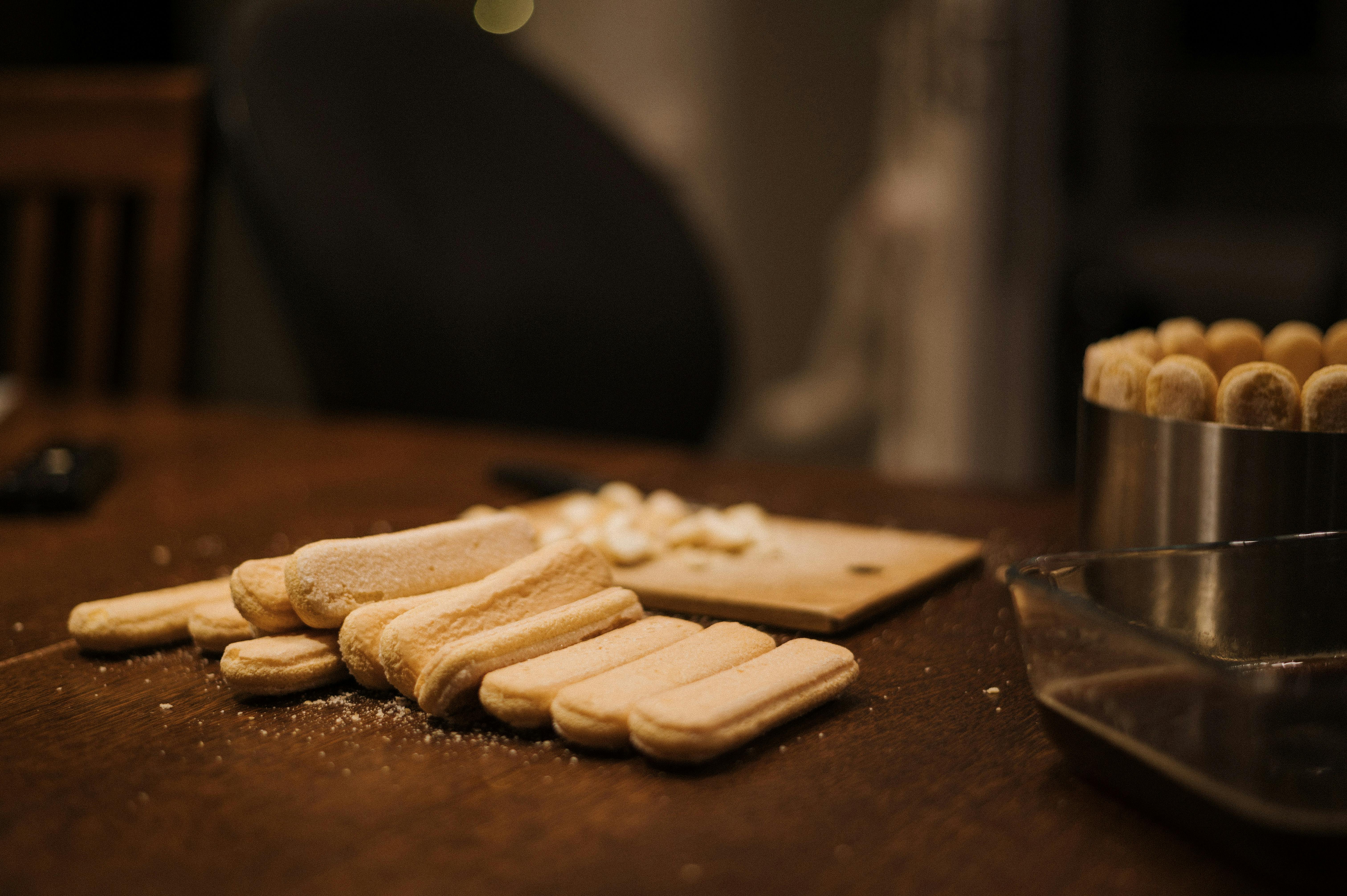 preparing ladyfingers for homemade dessert