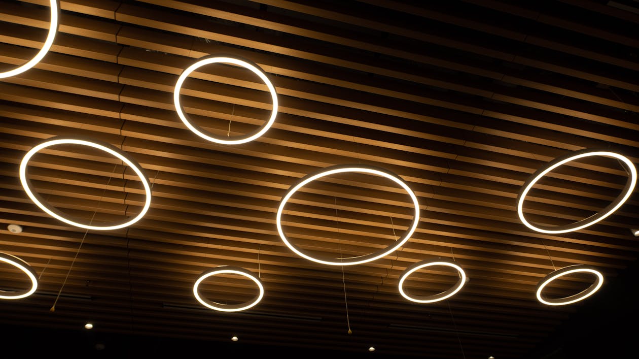 Yellow Ring Lights in the Ceiling