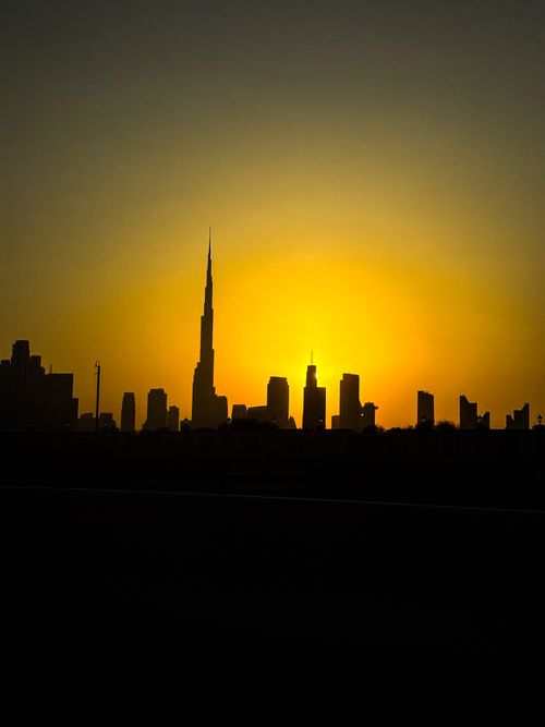 Free Dubai Sunset Skyline Stock Photo