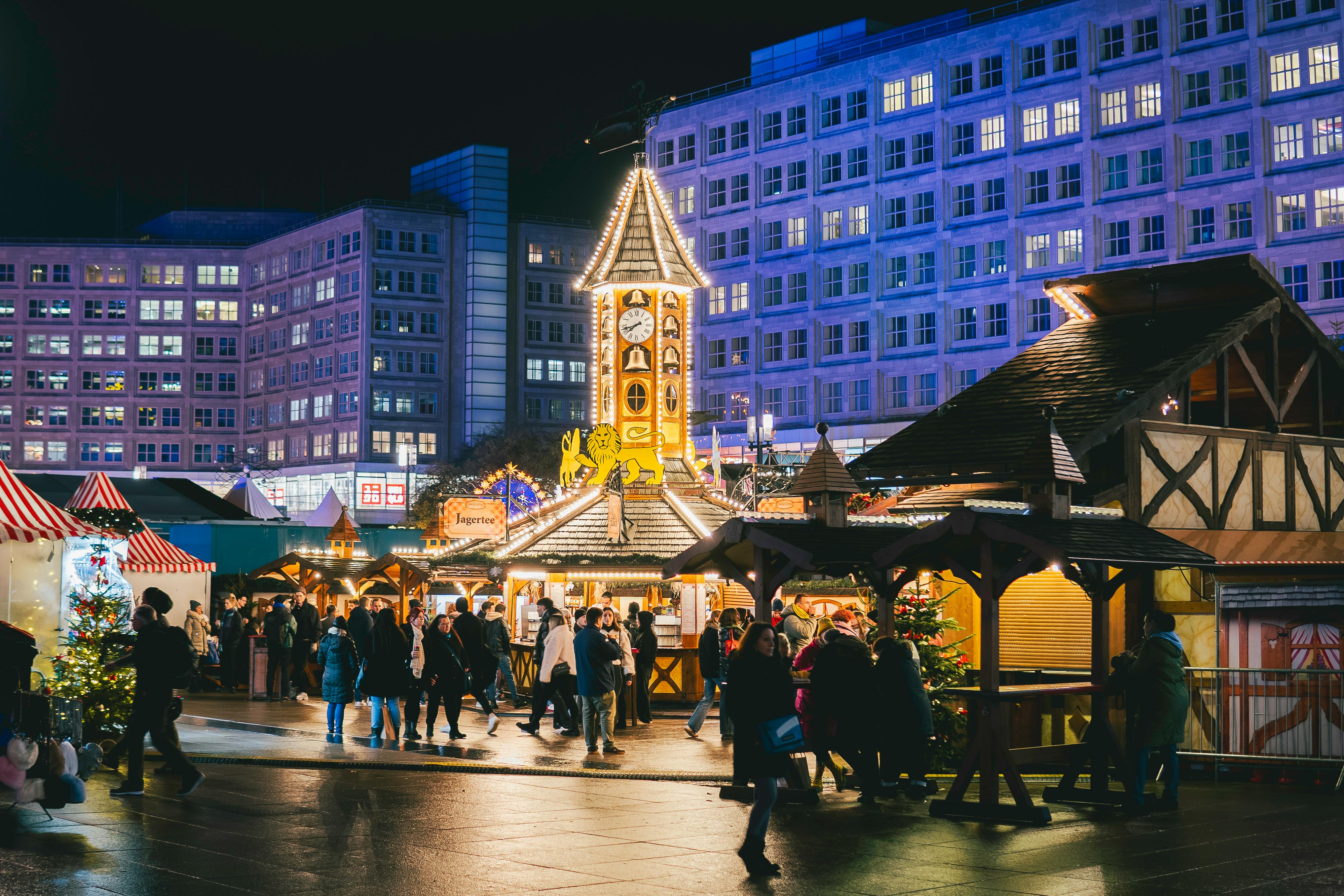 festive night at german christmas market