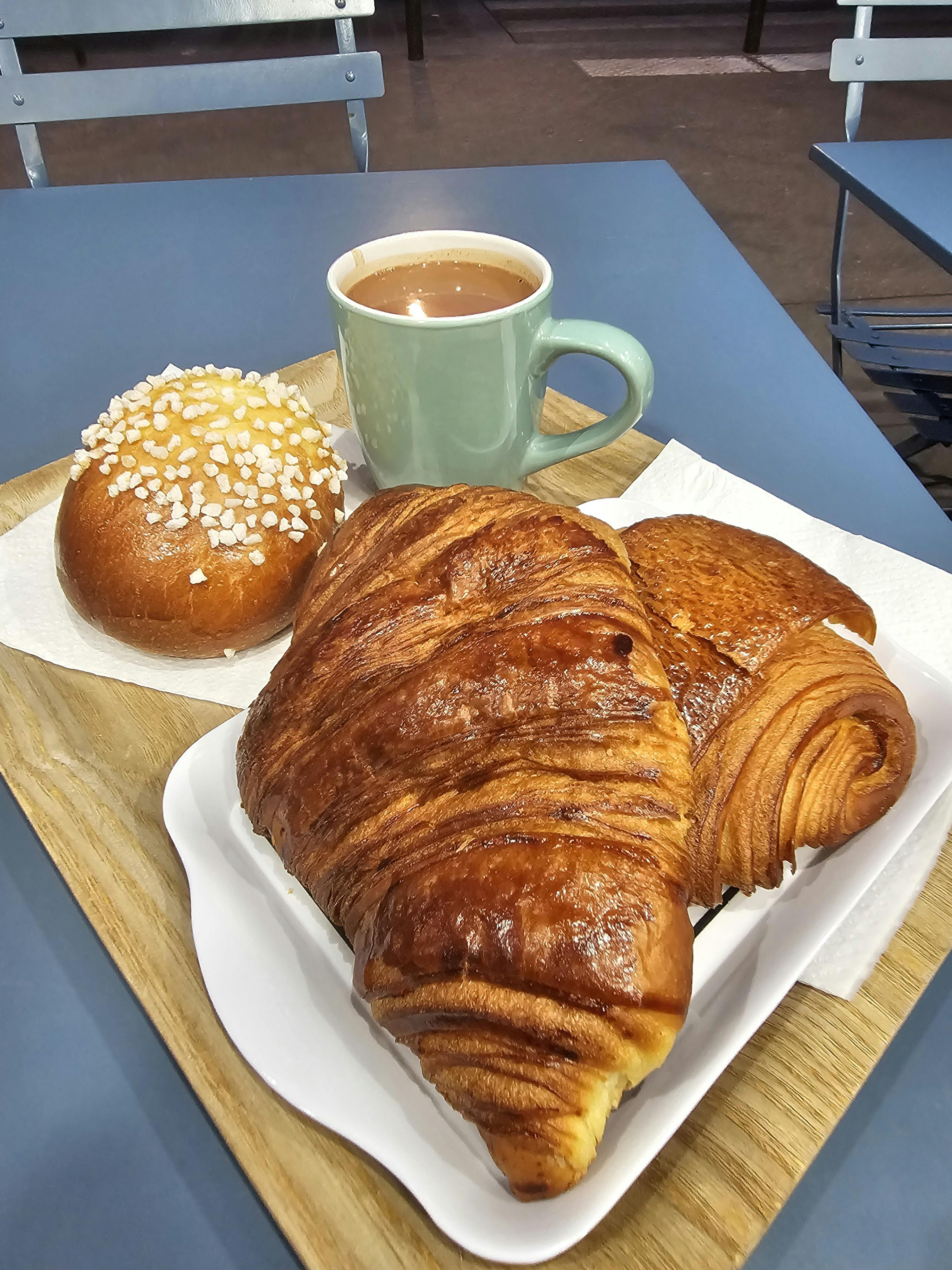 delicious french croissants and coffee in paris