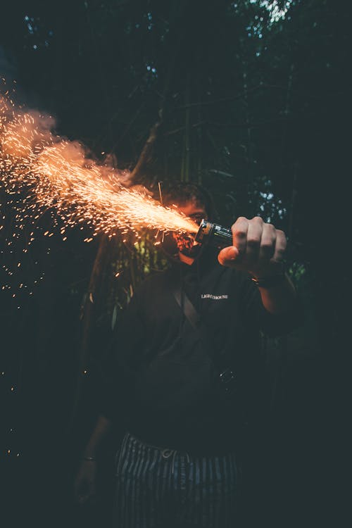 Man Holding Sparkler