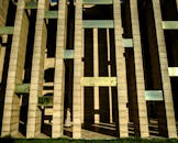 Abstract Architectural Design with Woman Walking