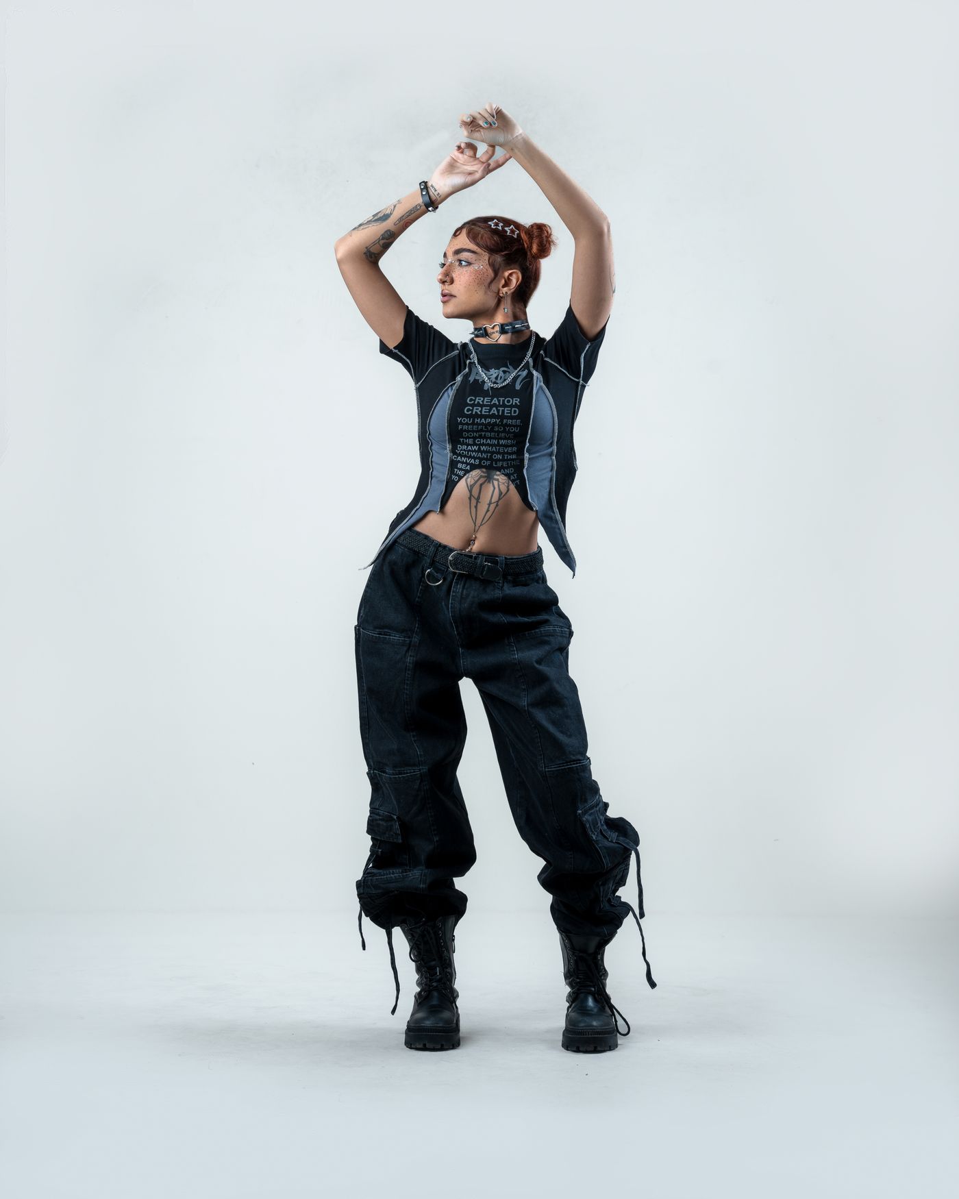 Stylish woman in black urban streetwear for premium Indian fashion inspiration