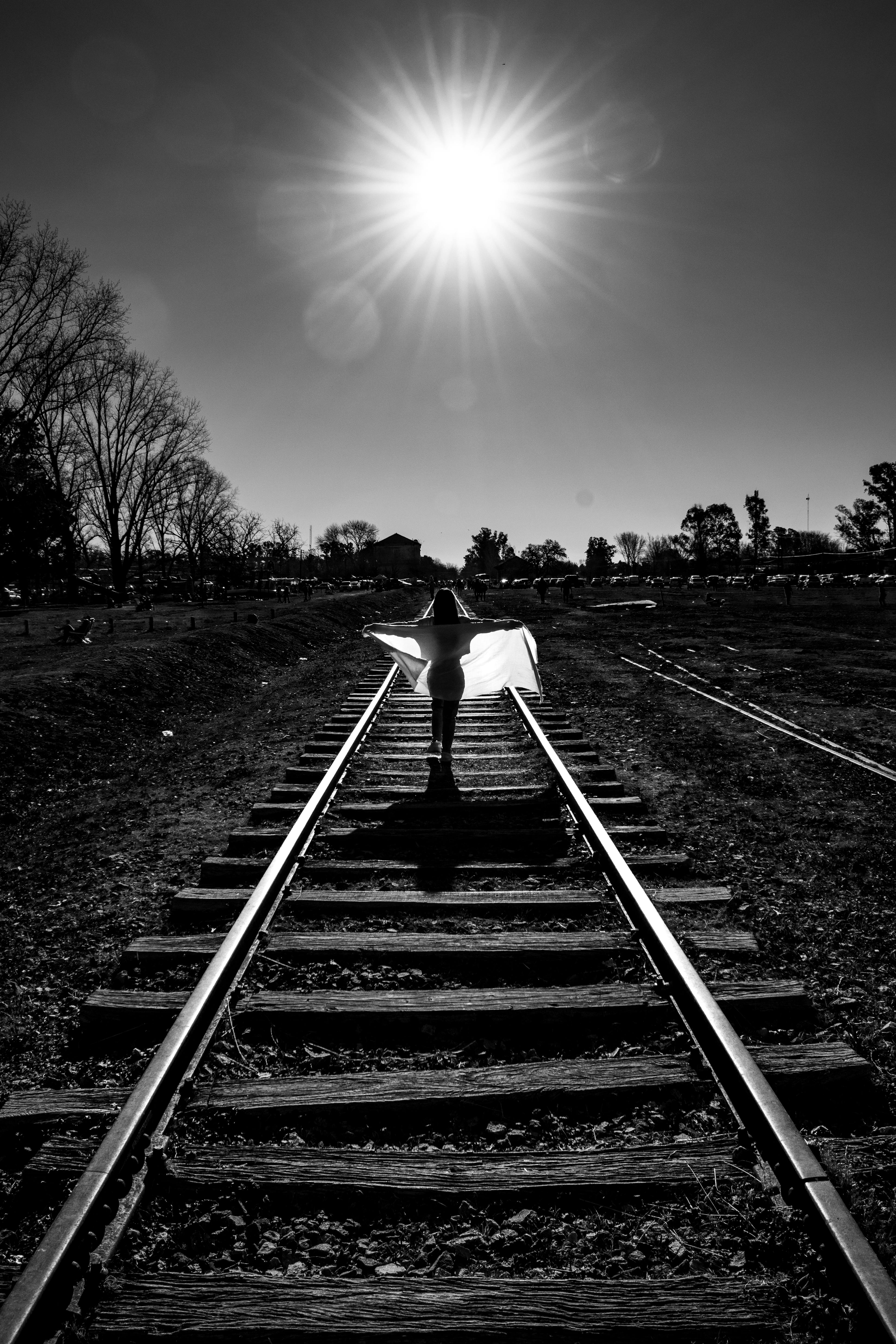 Black and White Urban Railroad Scene in Buenos Aires · Free Stock Photo
