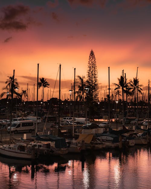 Drone Photography of a Sunset at a Marina