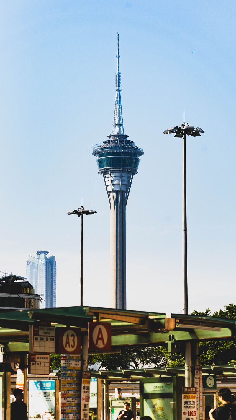 Macau Tower with clear blue sky
