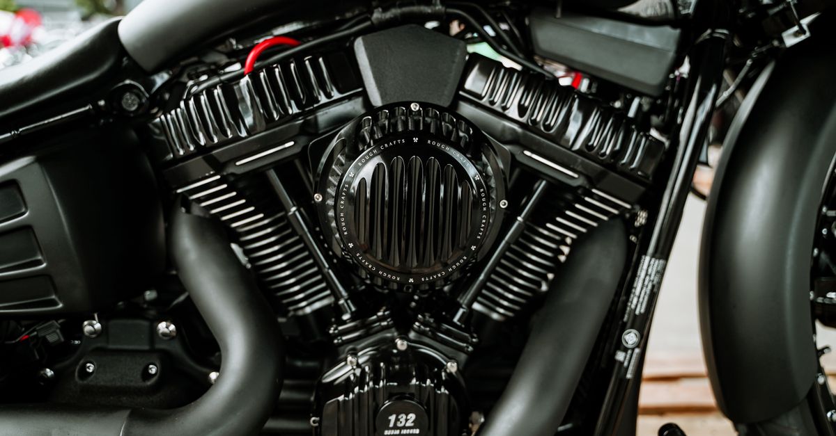 Motorcycle Engine Area Close-up of Motorcycle Engine with Intricate Details · Free Stock Photo