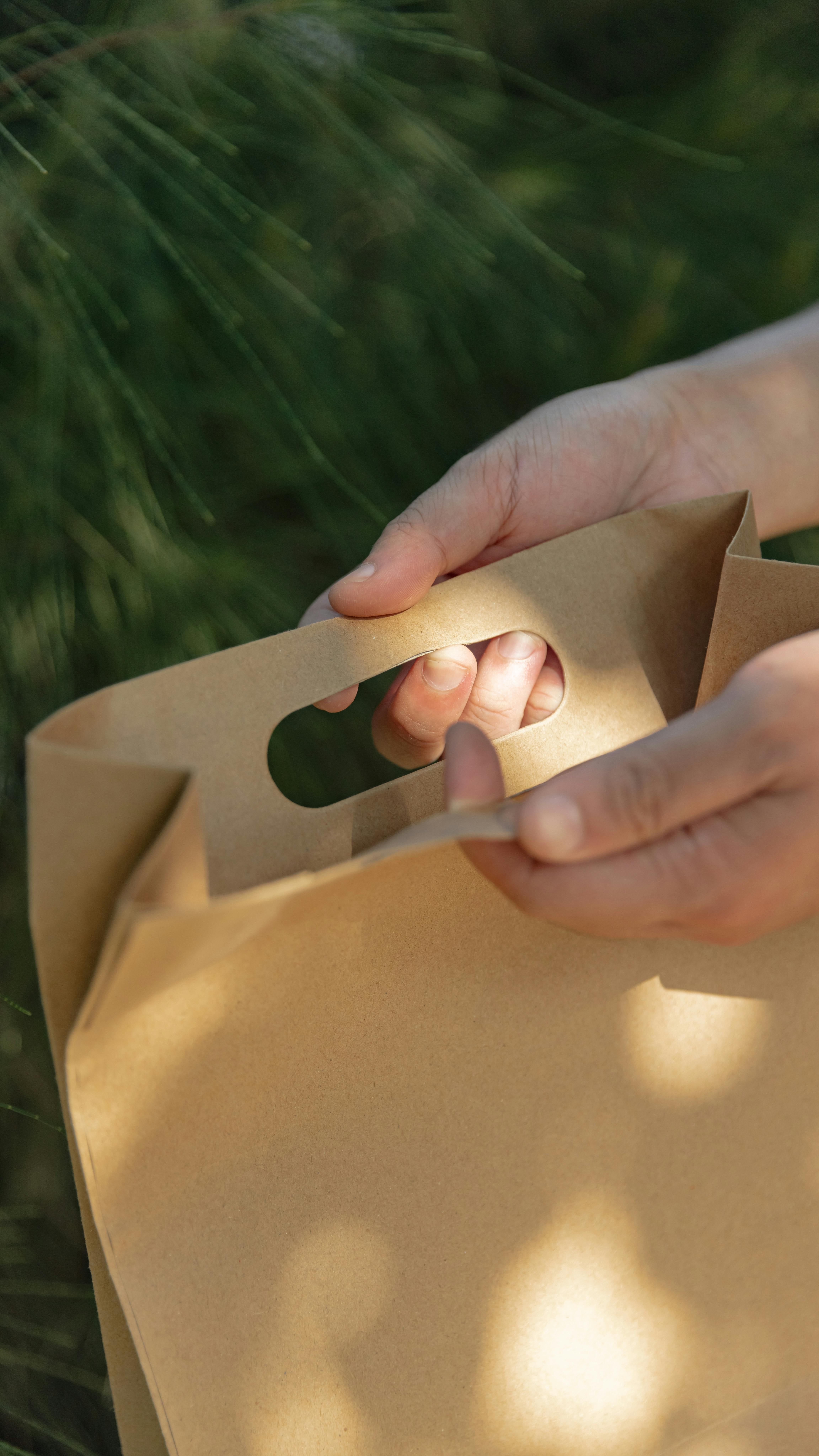 eco friendly paper bag in natural setting