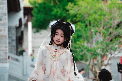 Free Young girl in ornate traditional Asian attire posing outdoors with a serene expression. Stock Photo