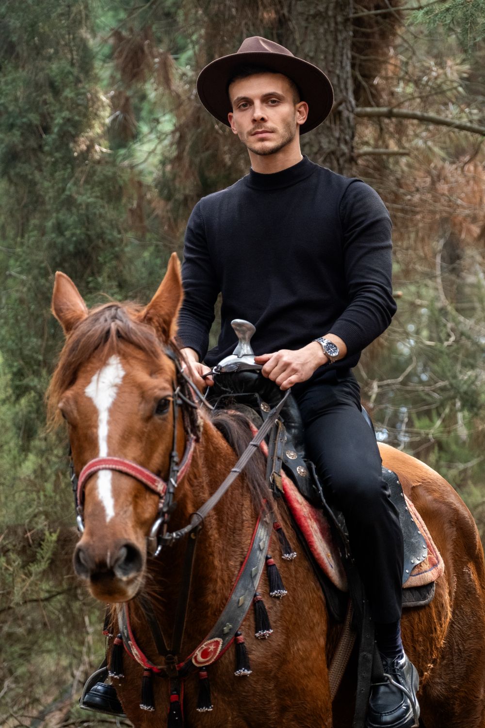 Man Riding Rocking Horse Man Horseback Riding in Forested Area · Free Stock Photo