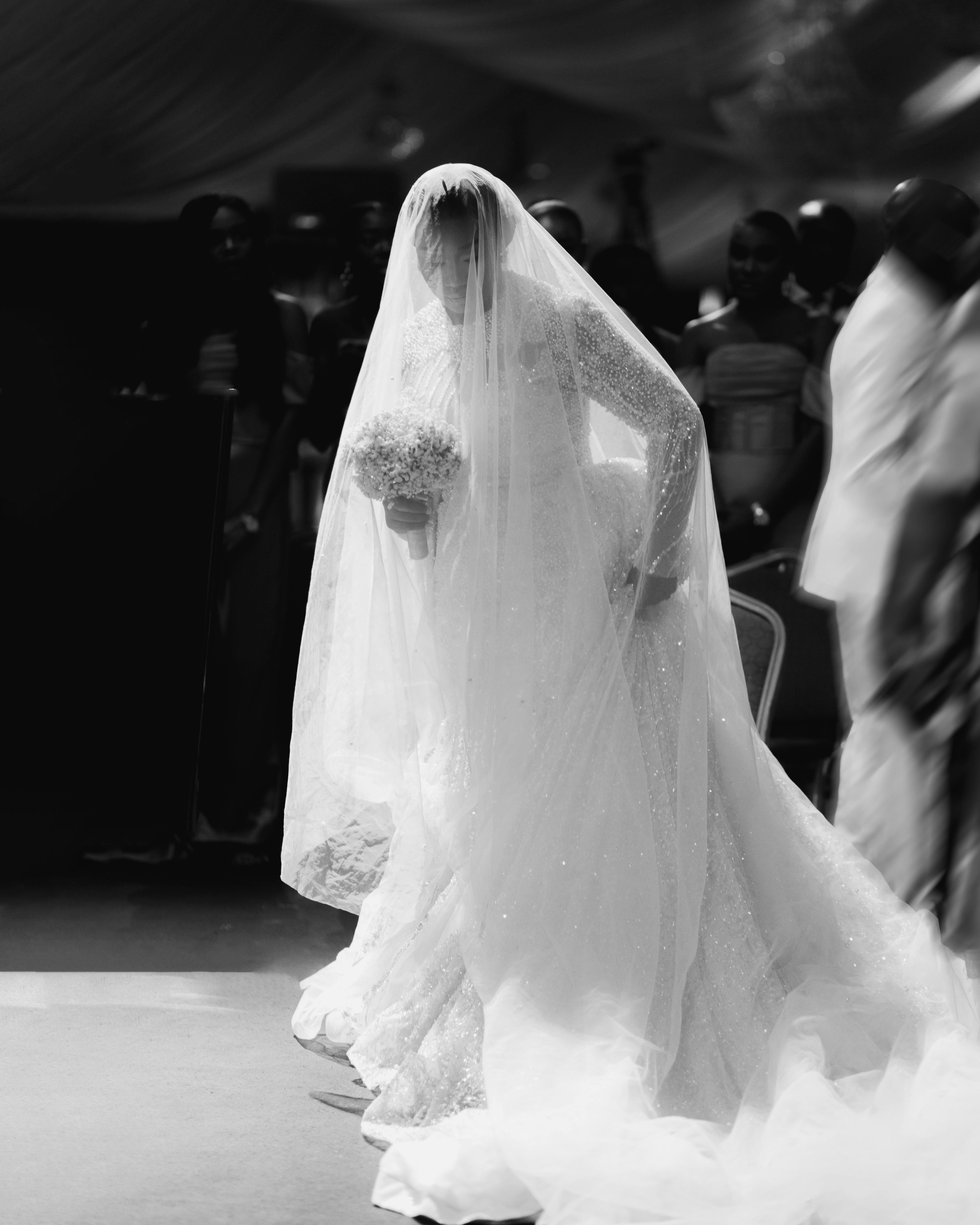 elegant black and white bridal portrait