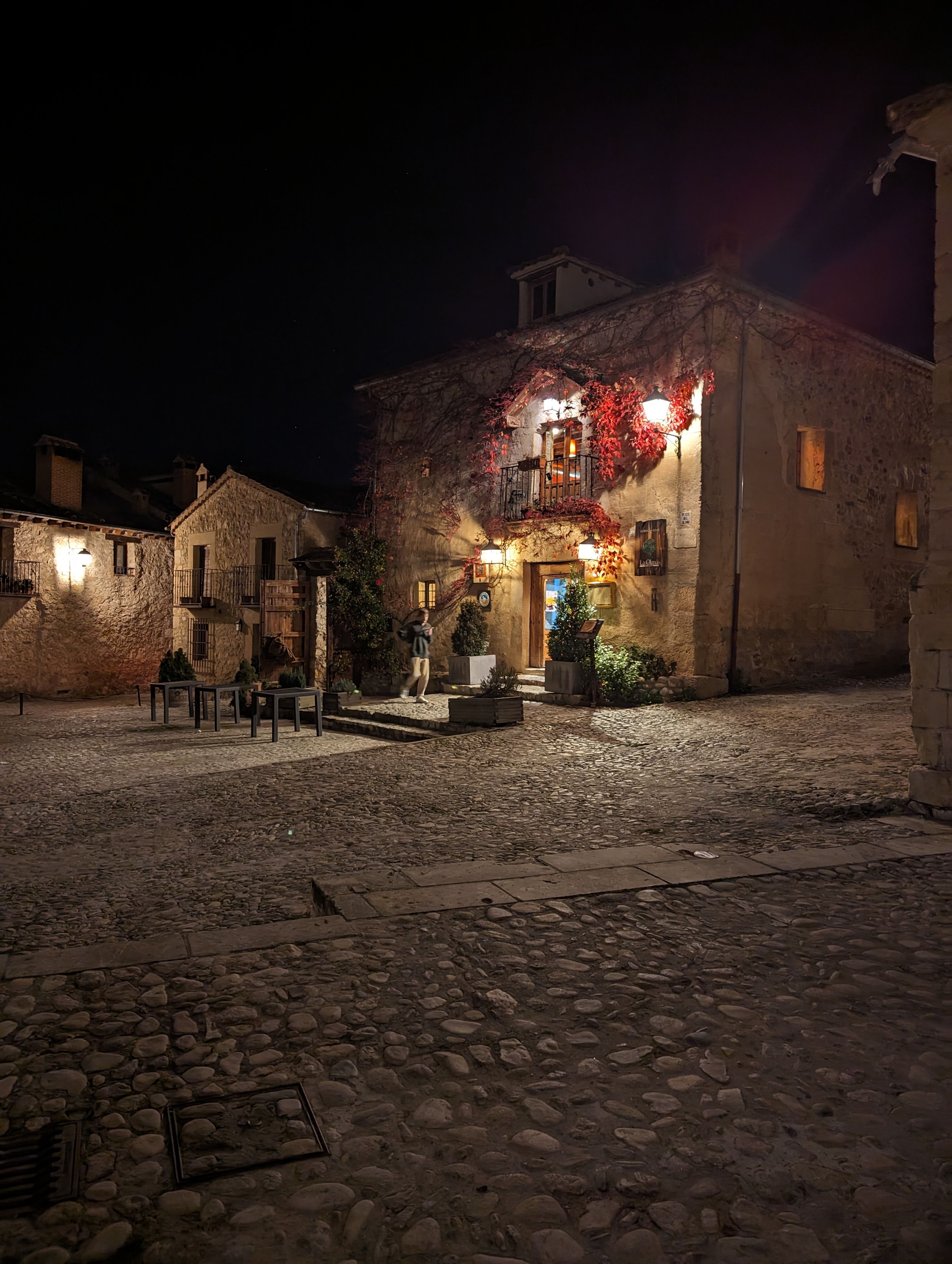 Charming Cobblestone Street in Spanish Village at Night · Free Stock Photo