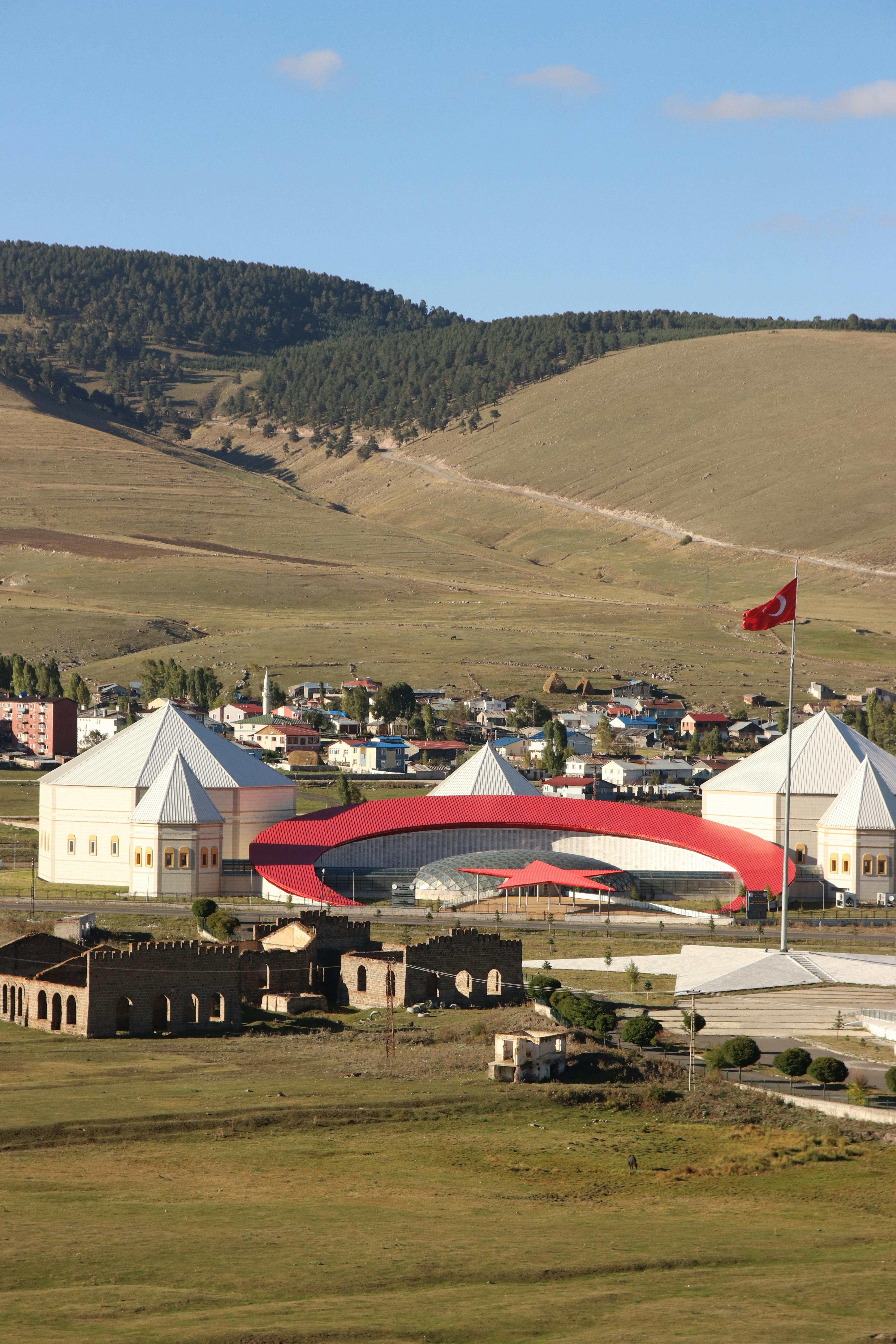 kars sarikamis memorial with turkish flag