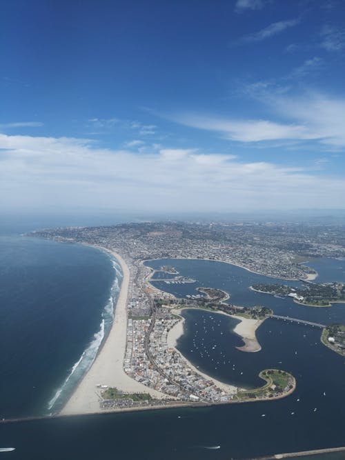 Aerial View of Buildings Near Ocean