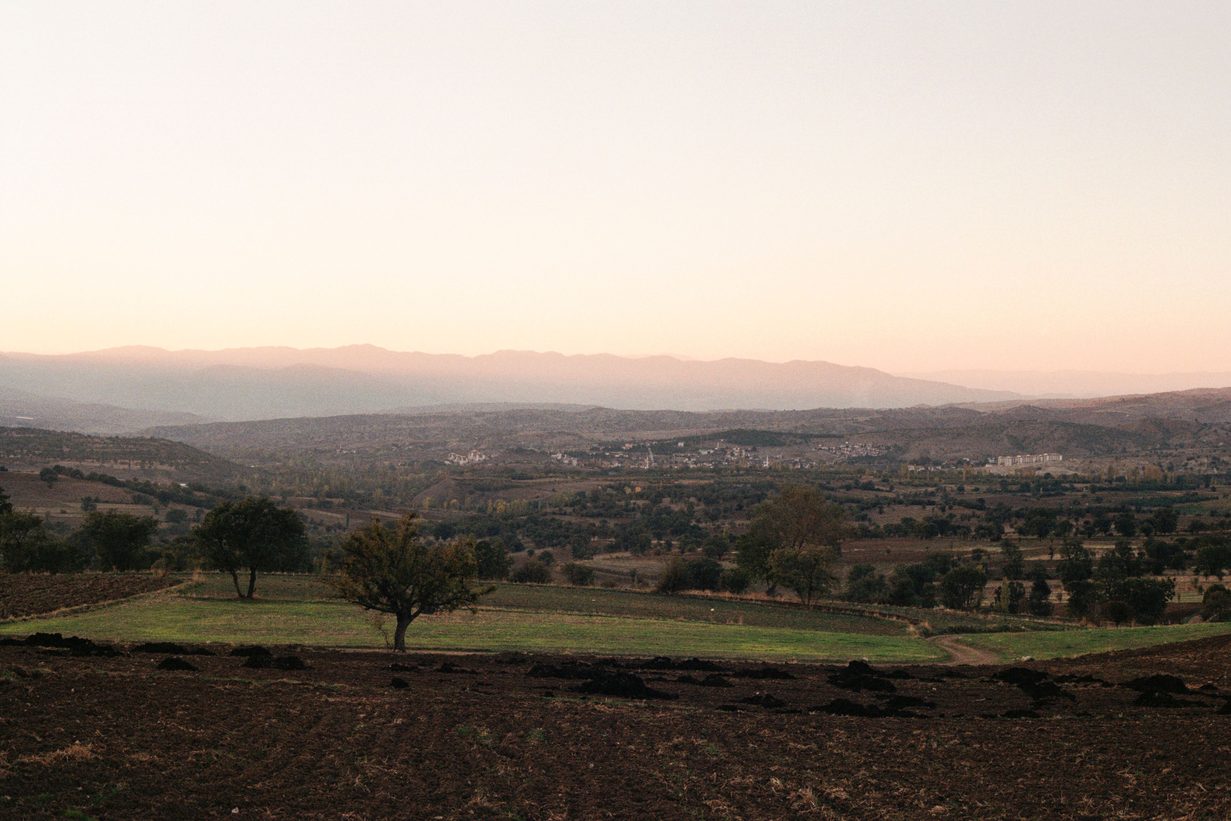 Walk out to the valley farmland at dawn