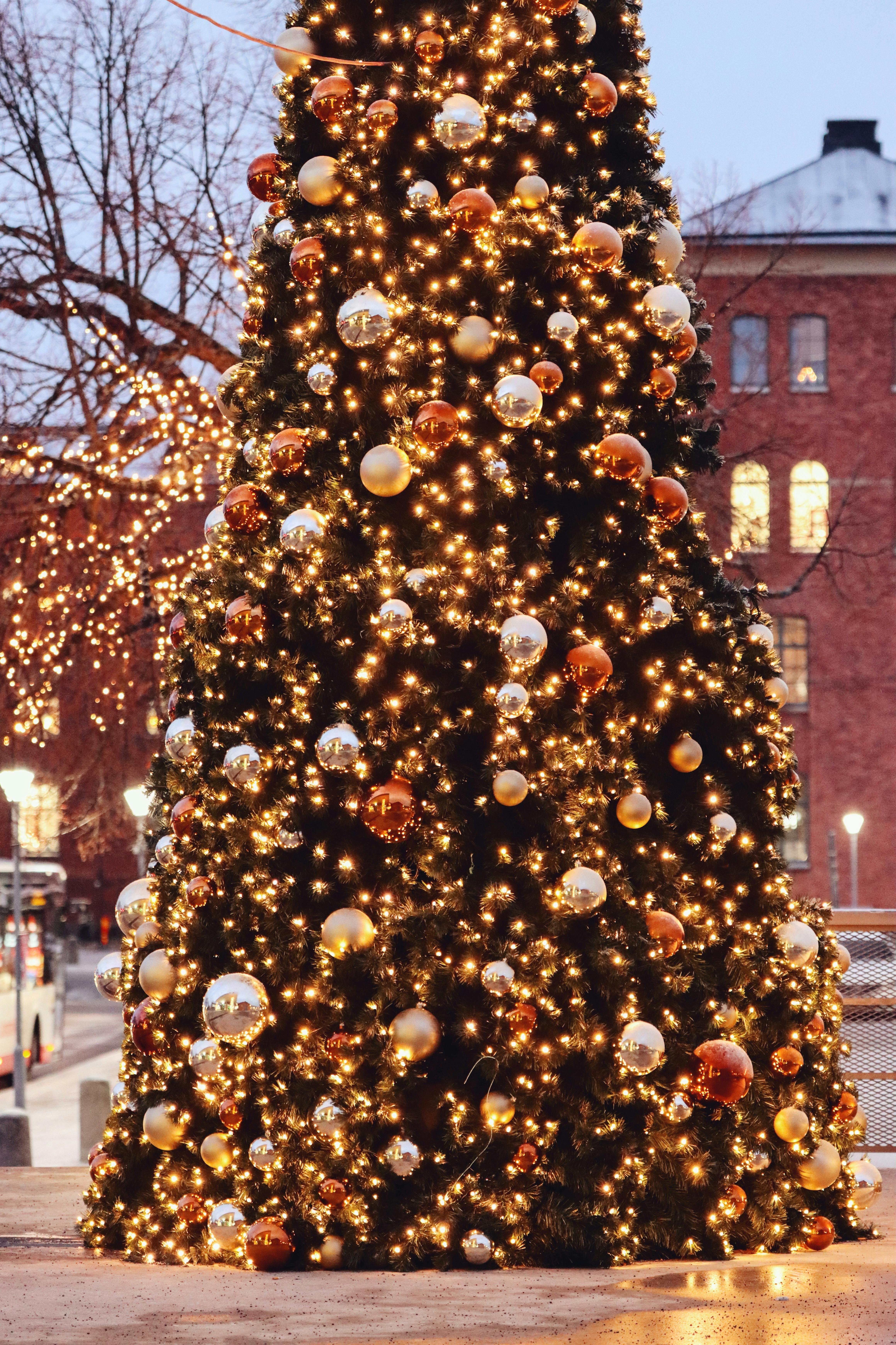 festive christmas tree in jonkoping sweden