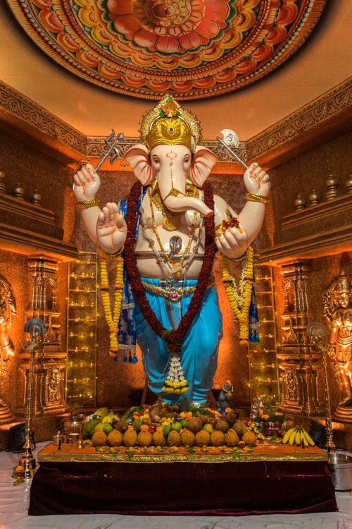 Free Colorful Ganesh idol adorned for Ganesh Chaturthi festival in Mumbai, India. Stock Photo