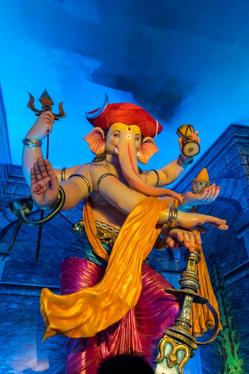 Free A colorful Ganesh idol during Ganesh Chaturthi festival in Mumbai, India. Stock Photo