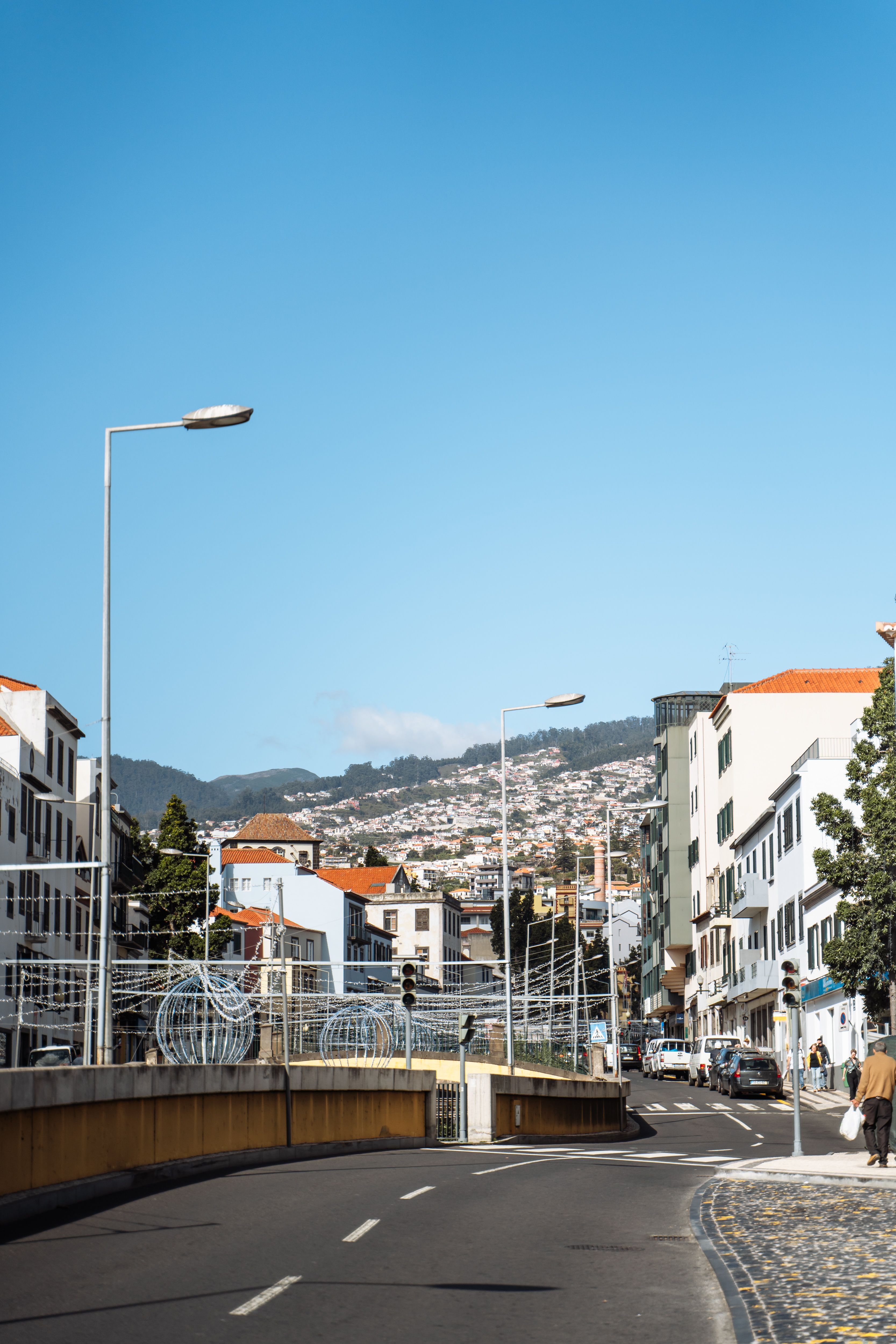 Cobblestone street view of central Funchal, Madeira