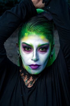 Captivating portrait of a woman with vibrant artistic makeup in Mexico City.