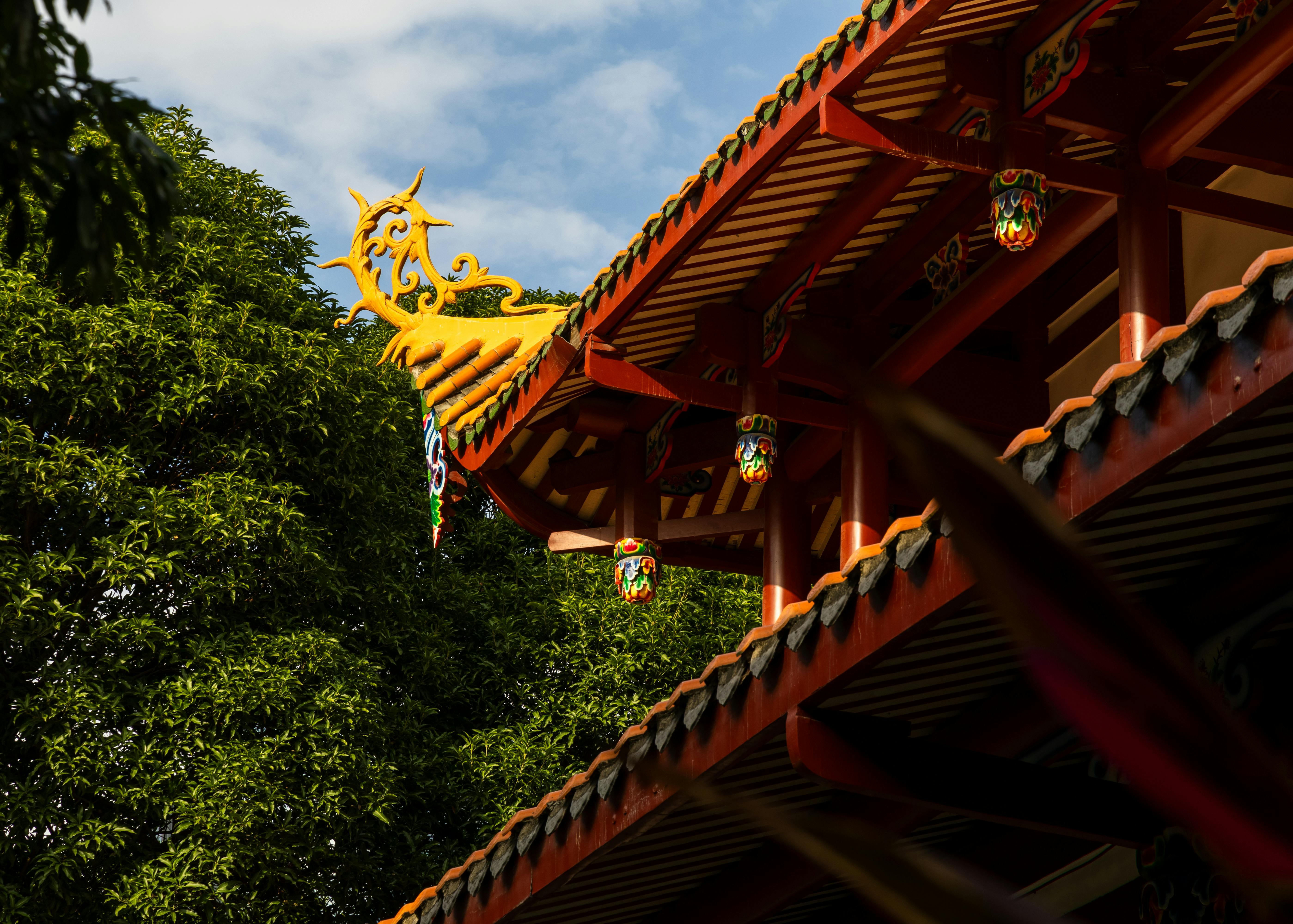 traditional asian temple roof with ornate decorations