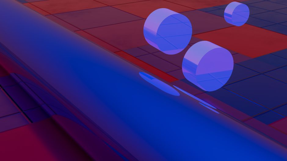 Vivid 3D render featuring geometric shapes with a modern abstract aesthetic and bright colors.