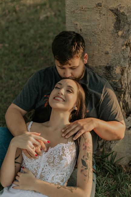 Loving couple enjoying a romantic moment in a natural setting.