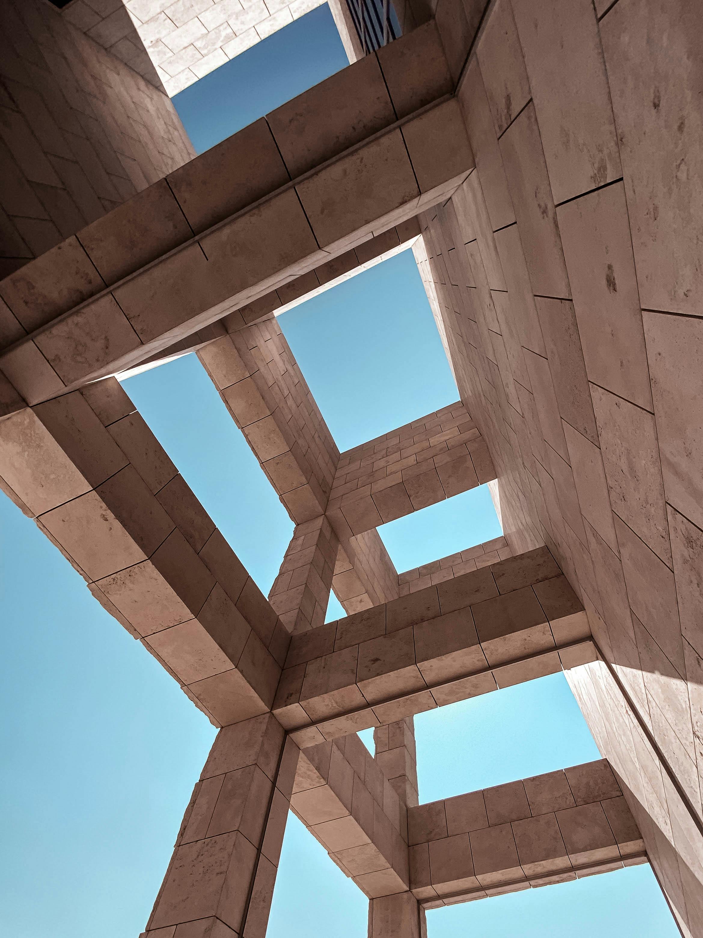 architectural geometric structure against blue sky