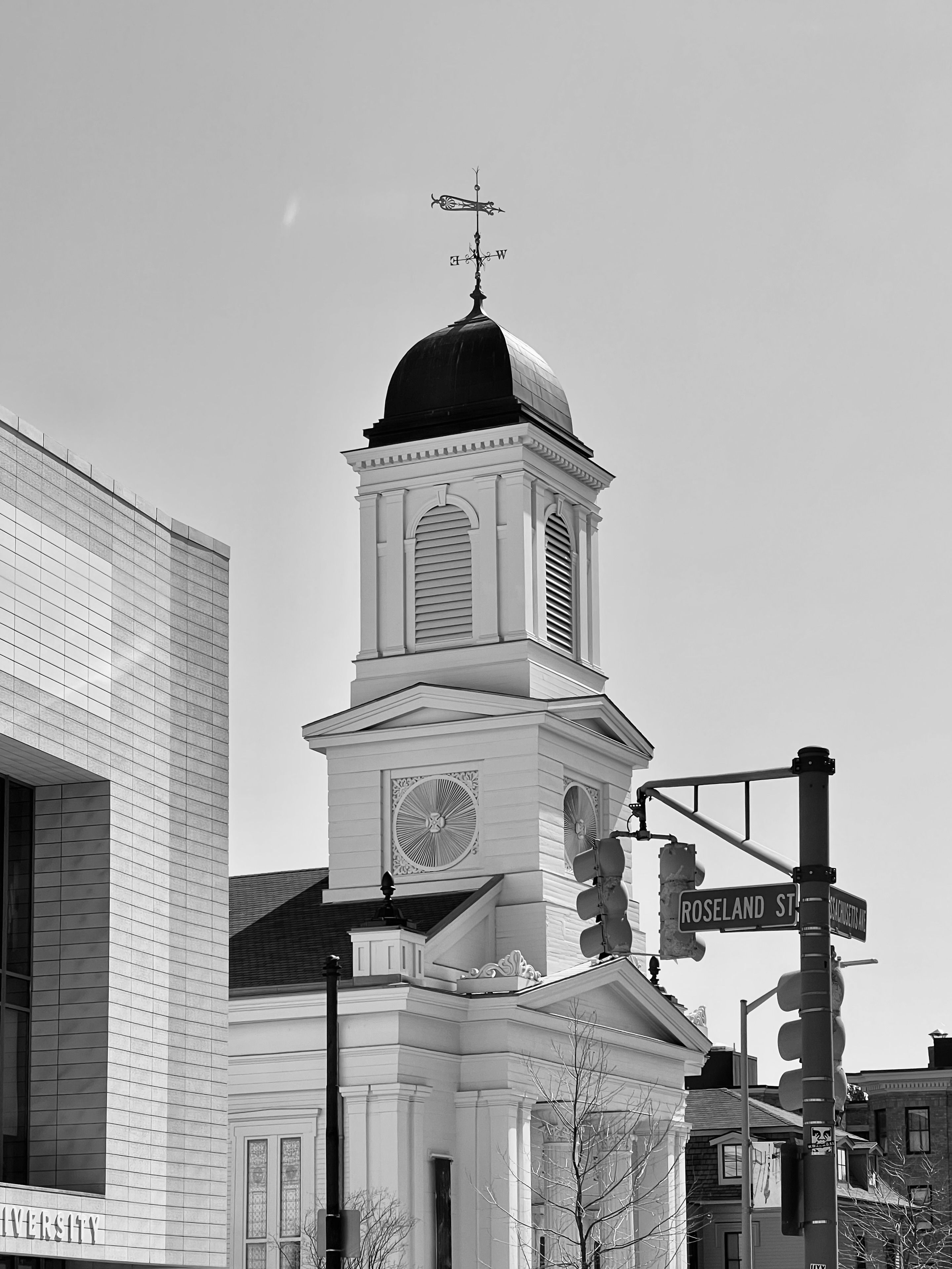 Historic Church Tower in Black and White · Free Stock Photo