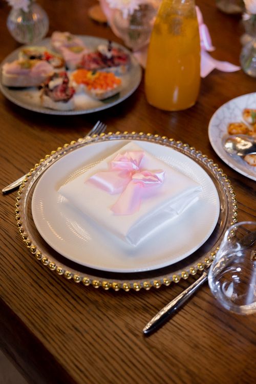 Elegant Table Setting with Pink Ribbon Napkin · Free Stock Photo