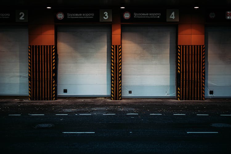 Garage Gates Near Road In City