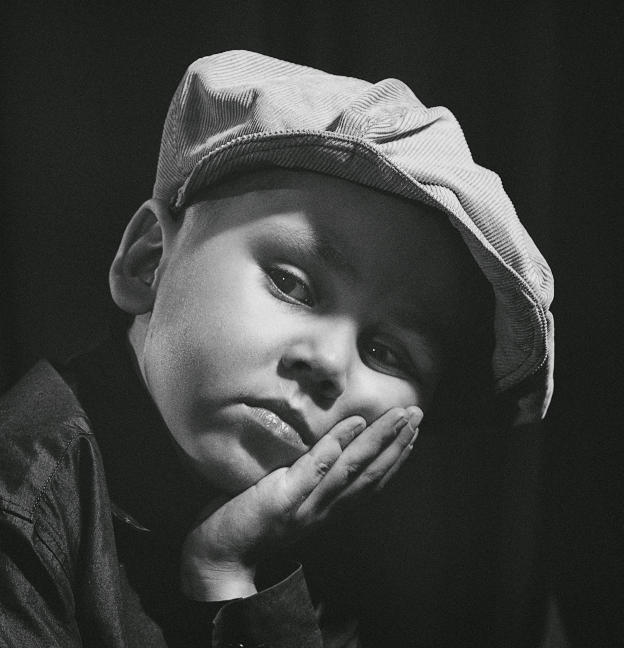 Black and White Photo of a Boy · Free Stock Photo