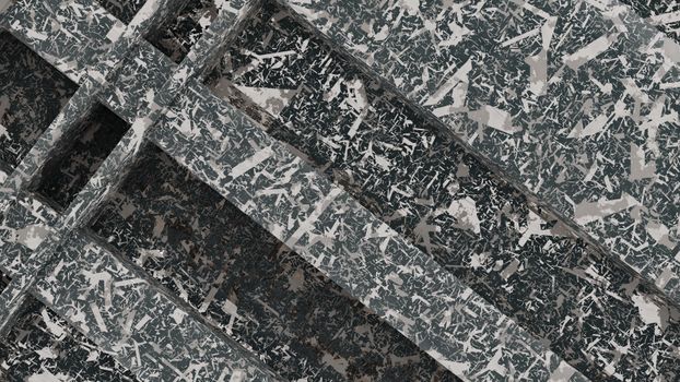 Digital abstract design featuring a textured geometric pattern with layered surfaces.